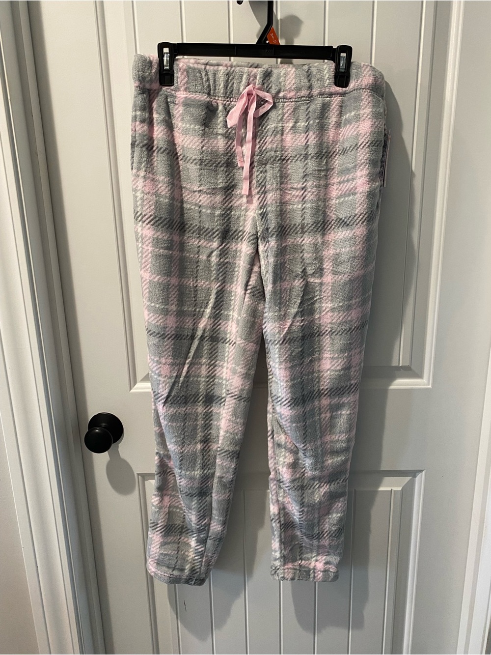 Cozy Plaid Fleece Pajama Pants - Pink & Gray